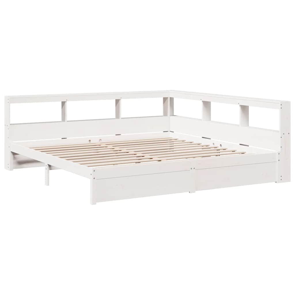 Bookcase Bed without Mattress White 200x200 cm Solid Wood Pine