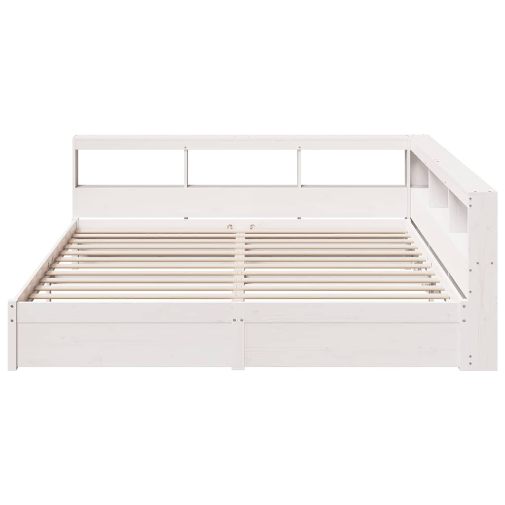 Bookcase Bed without Mattress White 200x200 cm Solid Wood Pine
