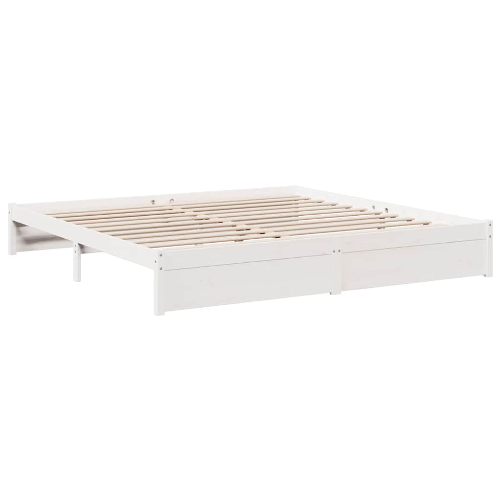 Bookcase Bed without Mattress White 200x200 cm Solid Wood Pine