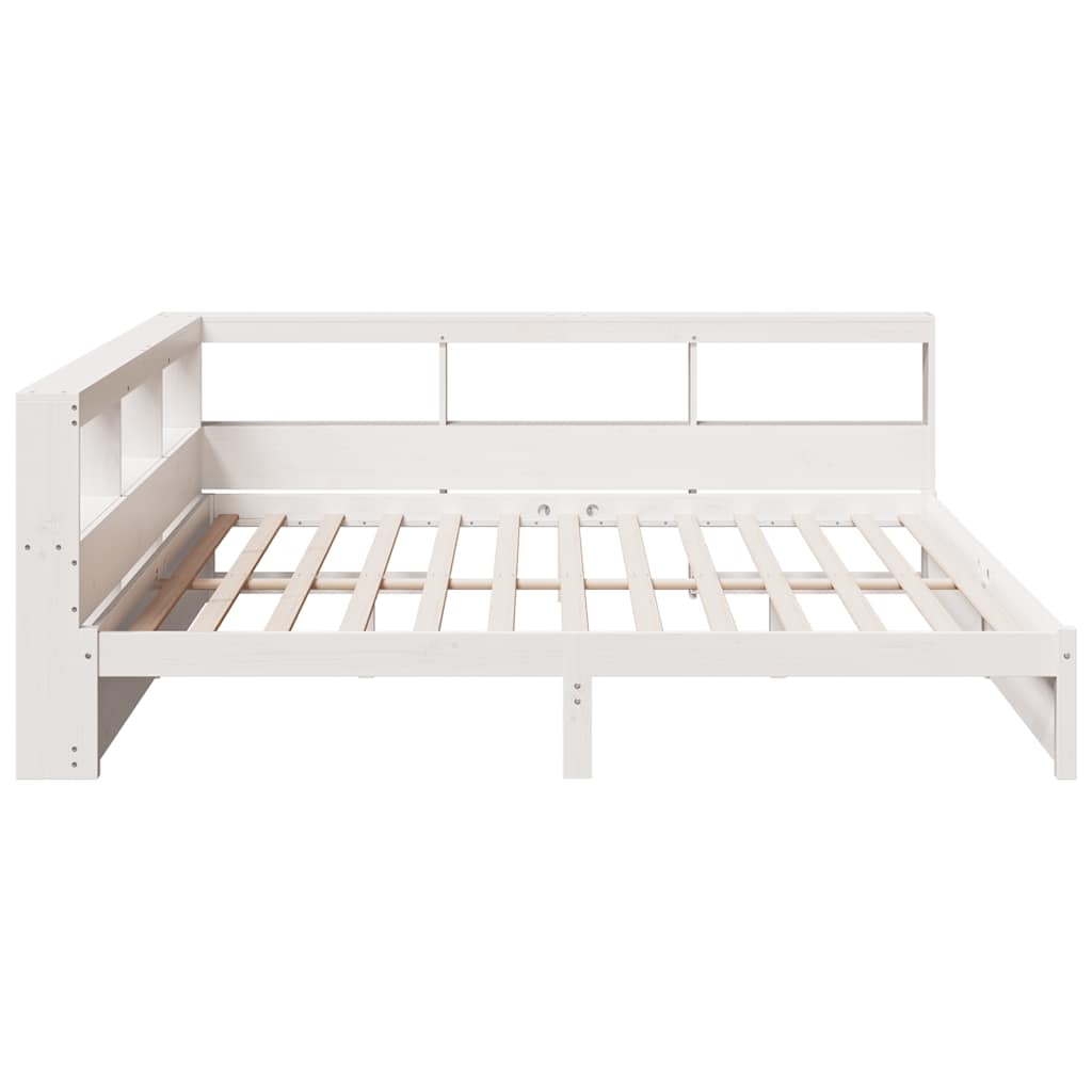 Bookcase Bed without Mattress White 200x200 cm Solid Wood Pine