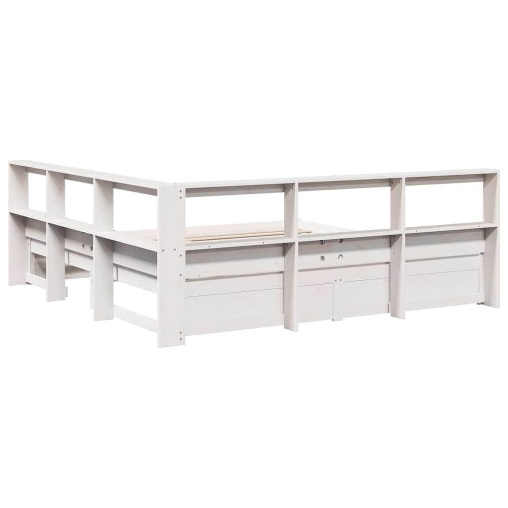 Bookcase Bed without Mattress White 180x200 cm Solid Wood Pine