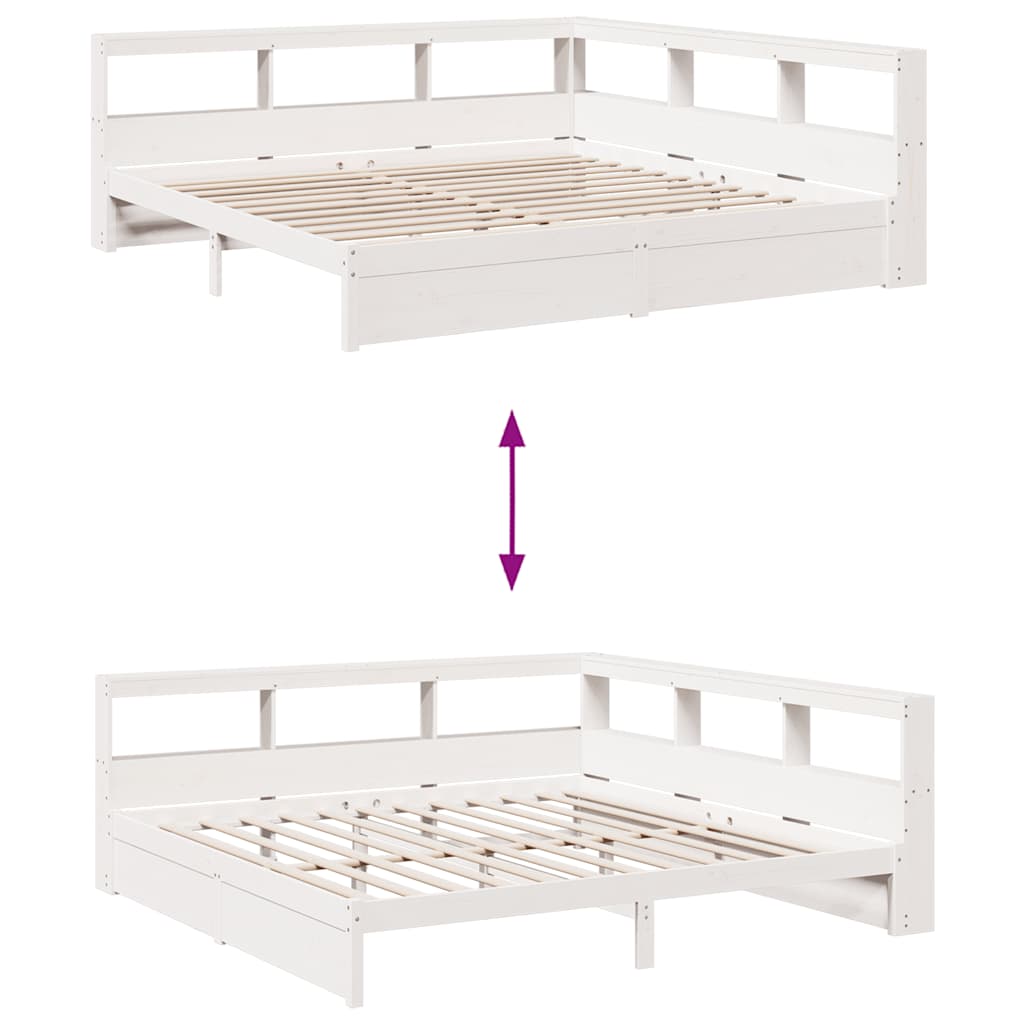 Bookcase Bed without Mattress White 180x200 cm Solid Wood Pine