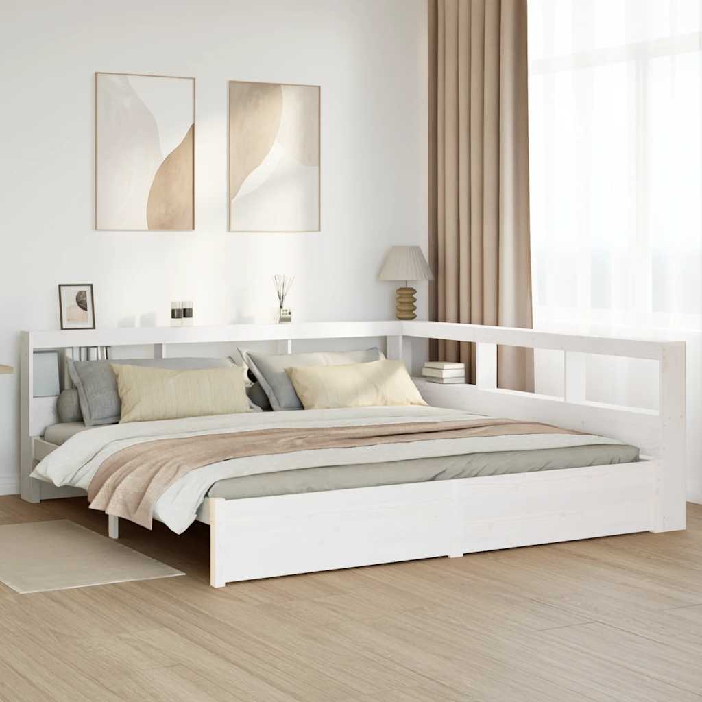Bookcase Bed without Mattress White 180x200 cm Solid Wood Pine
