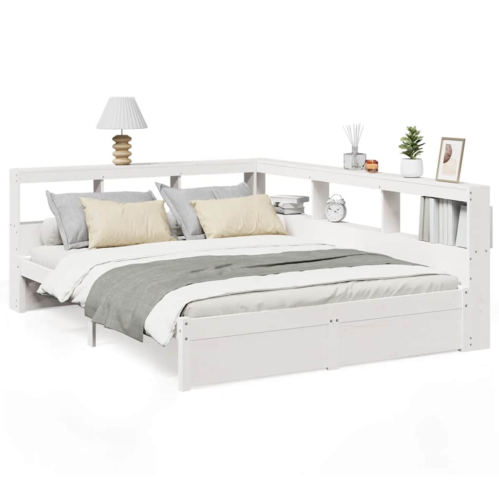 Bookcase Bed without Mattress White 160x200 cm Solid Wood Pine