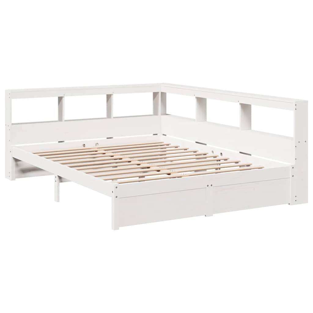 Bookcase Bed without Mattress White 160x200 cm Solid Wood Pine