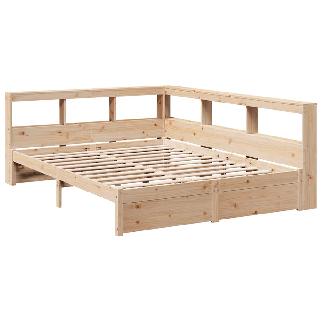 Bookcase Bed without Mattress 150x200 cm Solid Wood Pine
