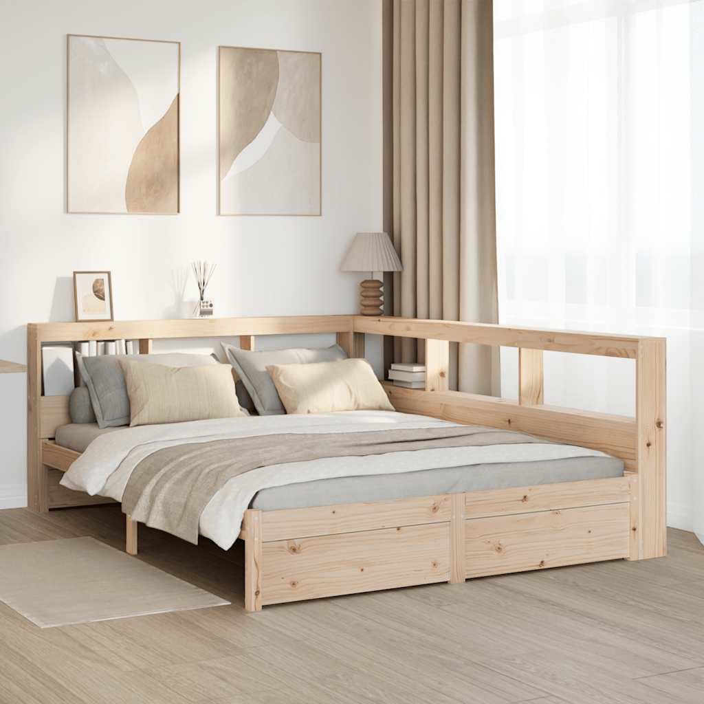 Bookcase Bed without Mattress 150x200 cm Solid Wood Pine