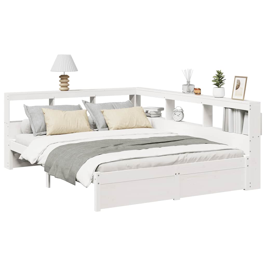 Bookcase Bed without Mattress White 140x200 cm Solid Wood Pine