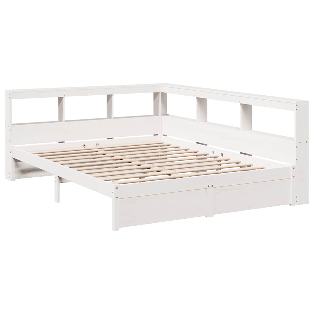 Bookcase Bed without Mattress White 140x200 cm Solid Wood Pine