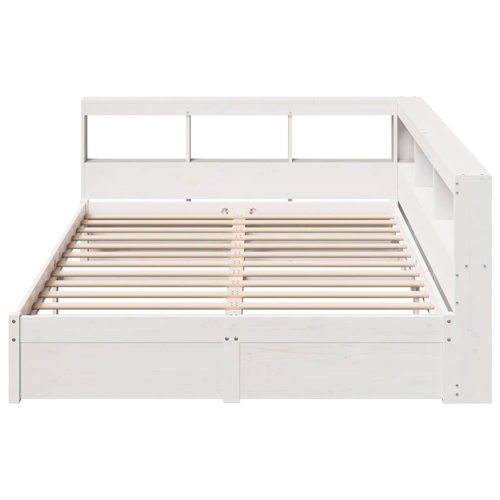 Bookcase Bed without Mattress White 140x200 cm Solid Wood Pine