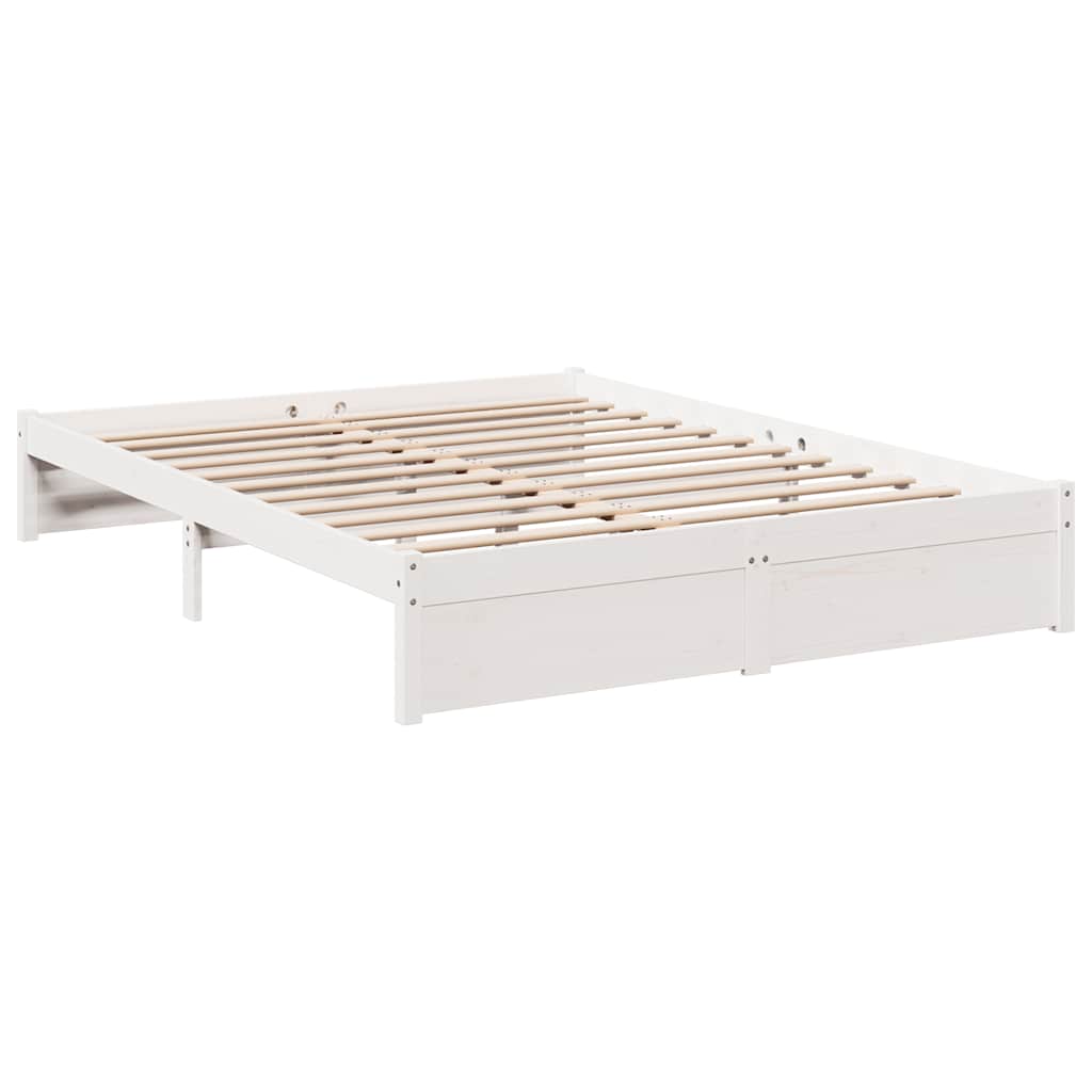 Bookcase Bed without Mattress White 140x200 cm Solid Wood Pine