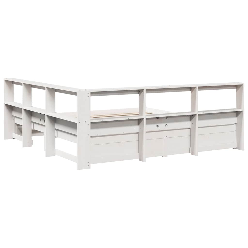 Bookcase Bed without Mattress White 140x200 cm Solid Wood Pine