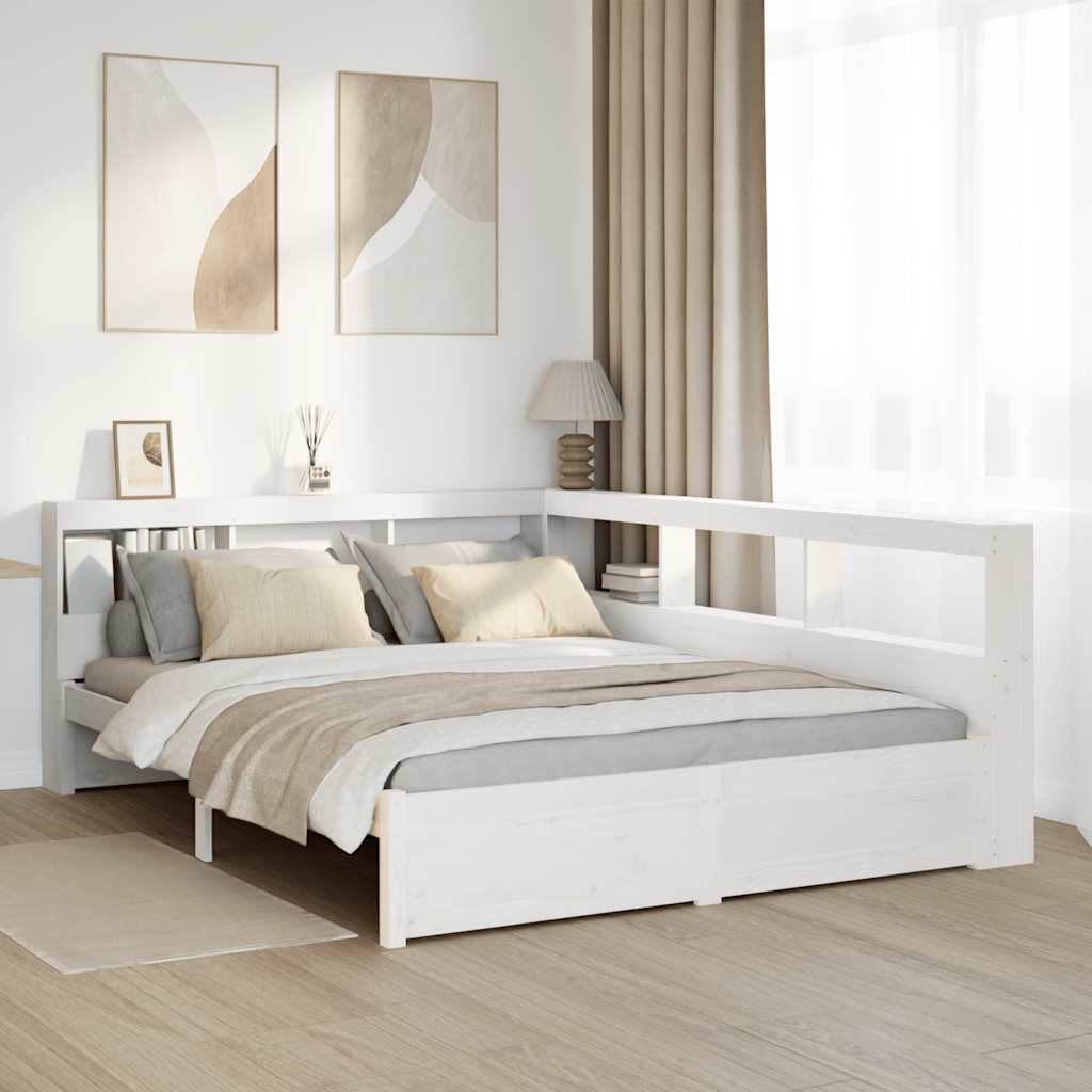Bookcase Bed without Mattress White 140x200 cm Solid Wood Pine