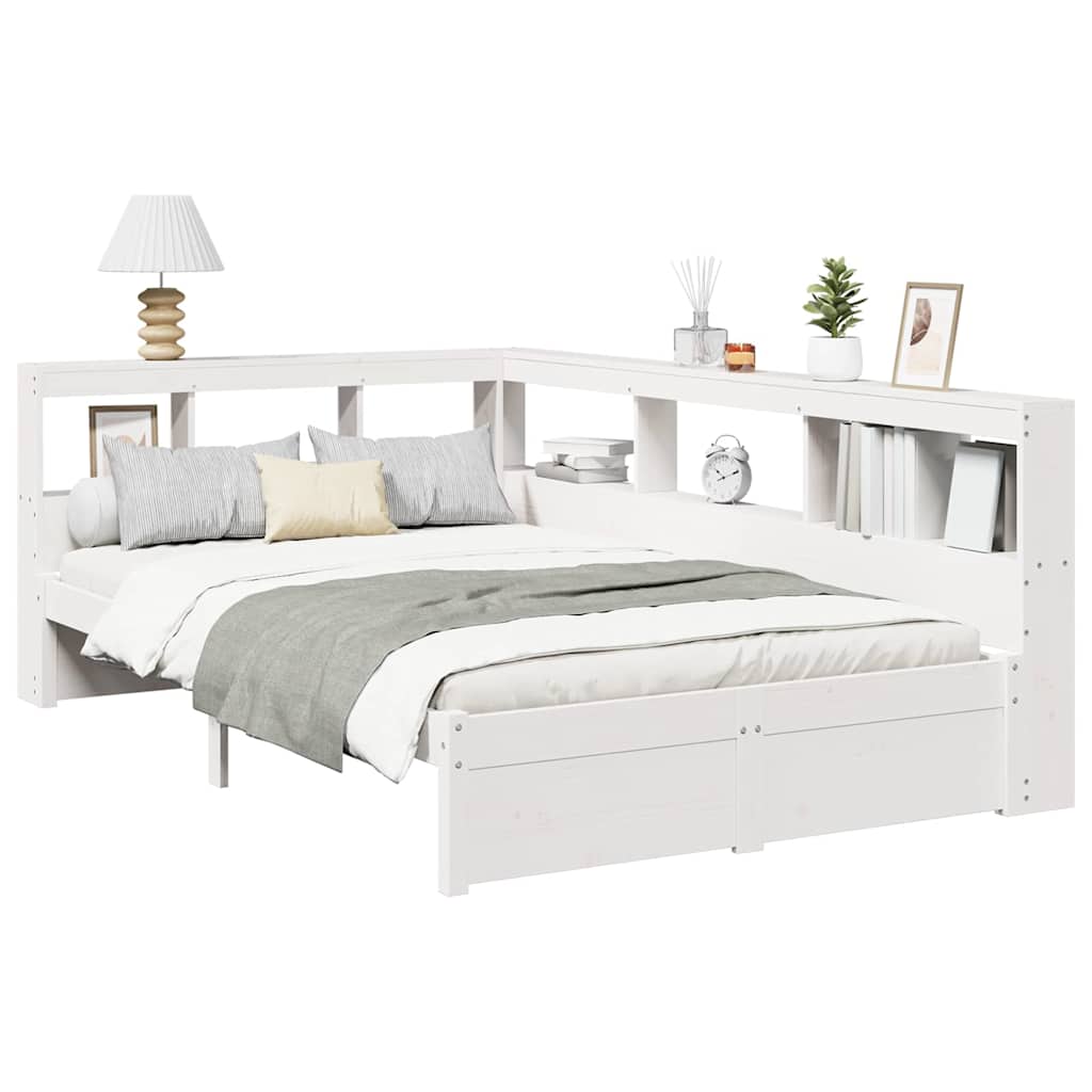 Bookcase Bed without Mattress White 120x200 cm Solid Wood Pine