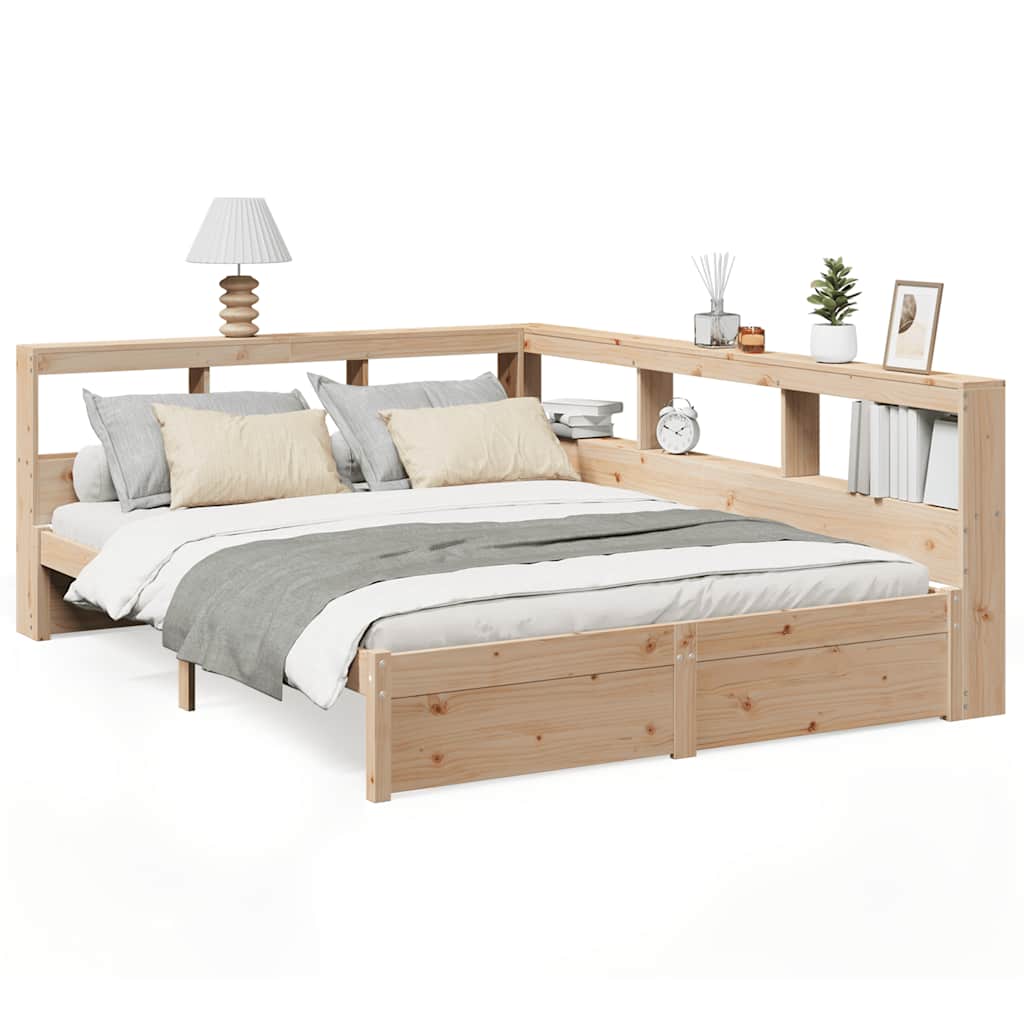 Bookcase Bed without Mattress 140x190 cm Solid Wood Pine