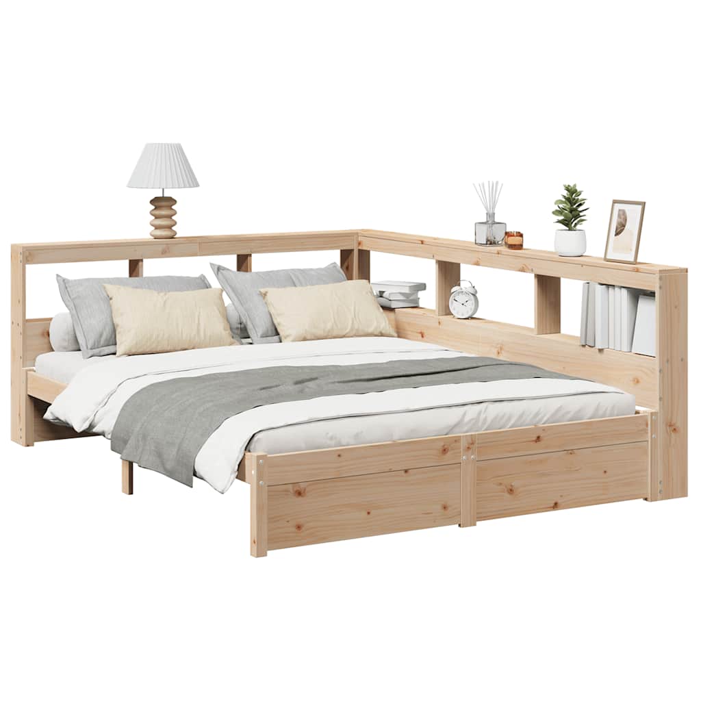 Bookcase Bed without Mattress 140x190 cm Solid Wood Pine