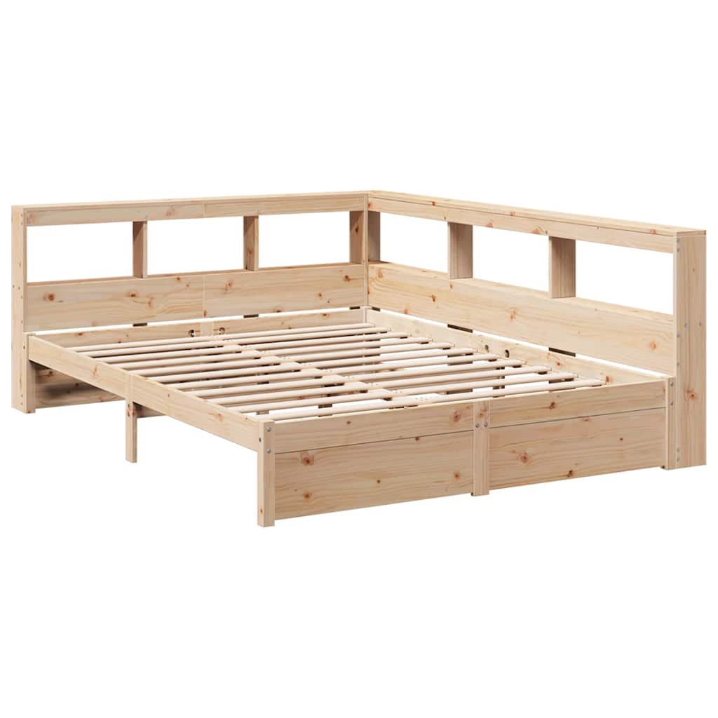 Bookcase Bed without Mattress 140x190 cm Solid Wood Pine