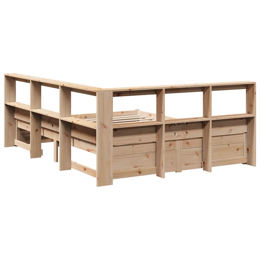 Bookcase Bed without Mattress 140x190 cm Solid Wood Pine