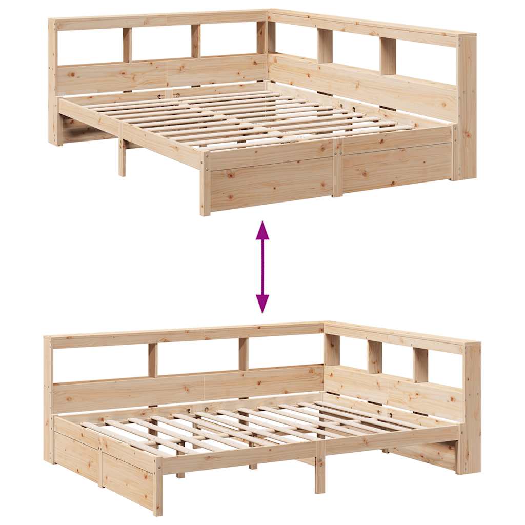Bookcase Bed without Mattress 140x190 cm Solid Wood Pine