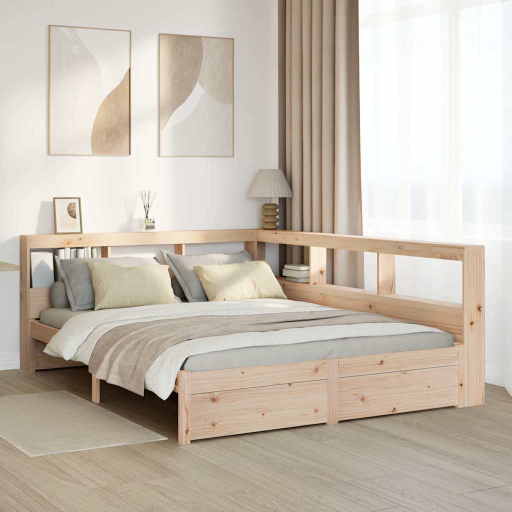 Bookcase Bed without Mattress 140x190 cm Solid Wood Pine