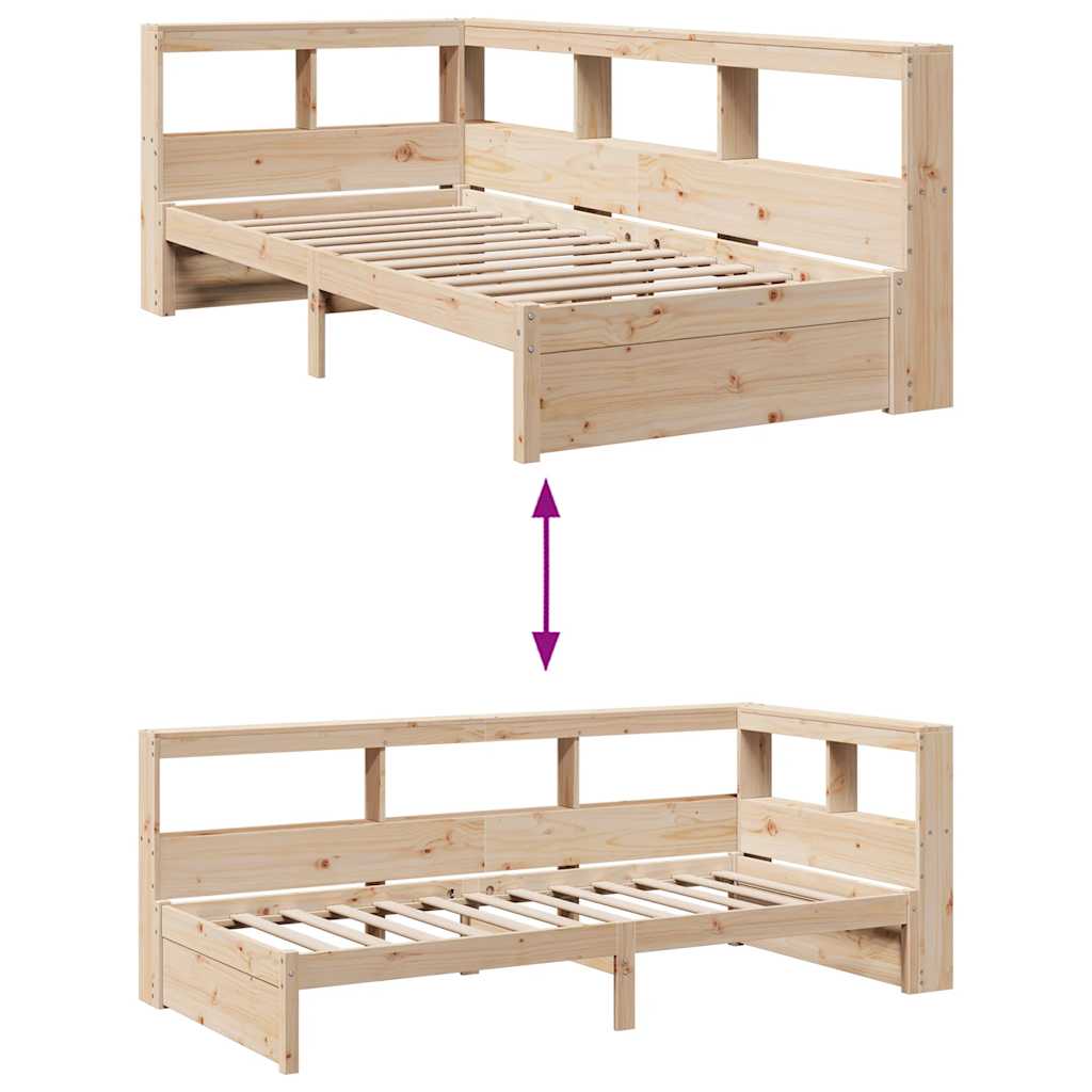 Bookcase Bed without Mattress 90x190 cm Solid Wood Pine