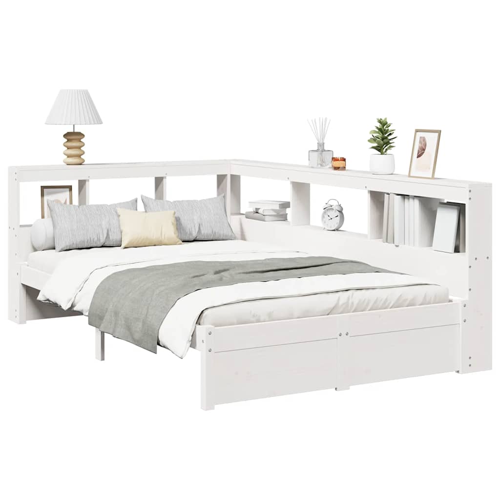 Bookcase Bed without Mattress White 90x190 cm Solid Wood Pine