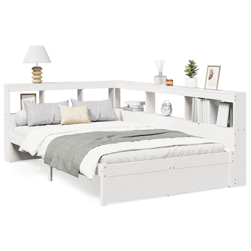 Bookcase Bed without Mattress White 90x190 cm Solid Wood Pine