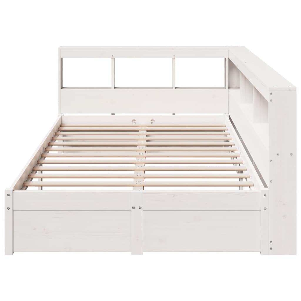 Bookcase Bed without Mattress White 90x190 cm Solid Wood Pine