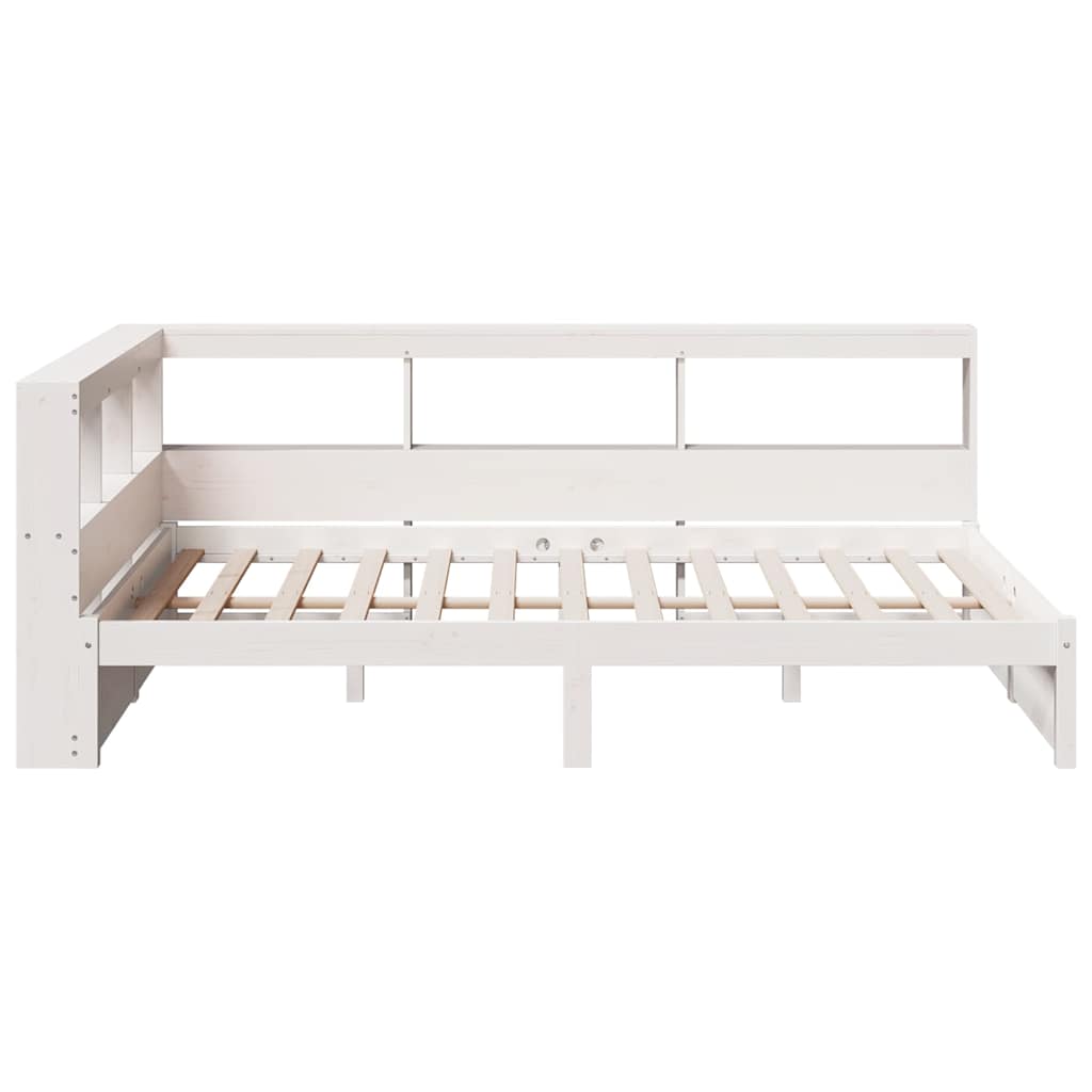 Bookcase Bed without Mattress White 90x190 cm Solid Wood Pine
