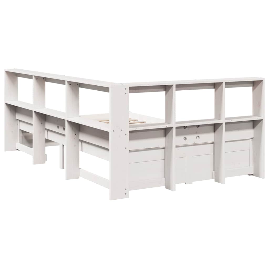 Bookcase Bed without Mattress White 90x190 cm Solid Wood Pine