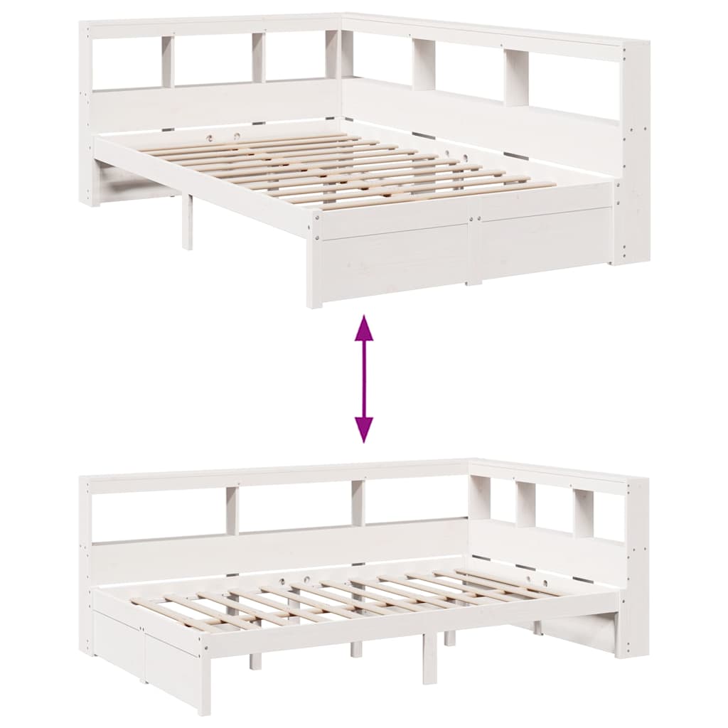 Bookcase Bed without Mattress White 90x190 cm Solid Wood Pine