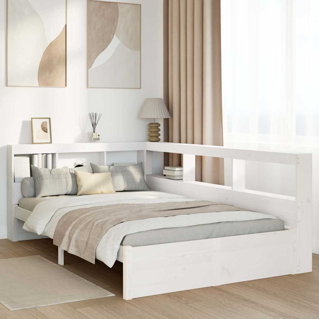 Bookcase Bed without Mattress White 90x190 cm Solid Wood Pine