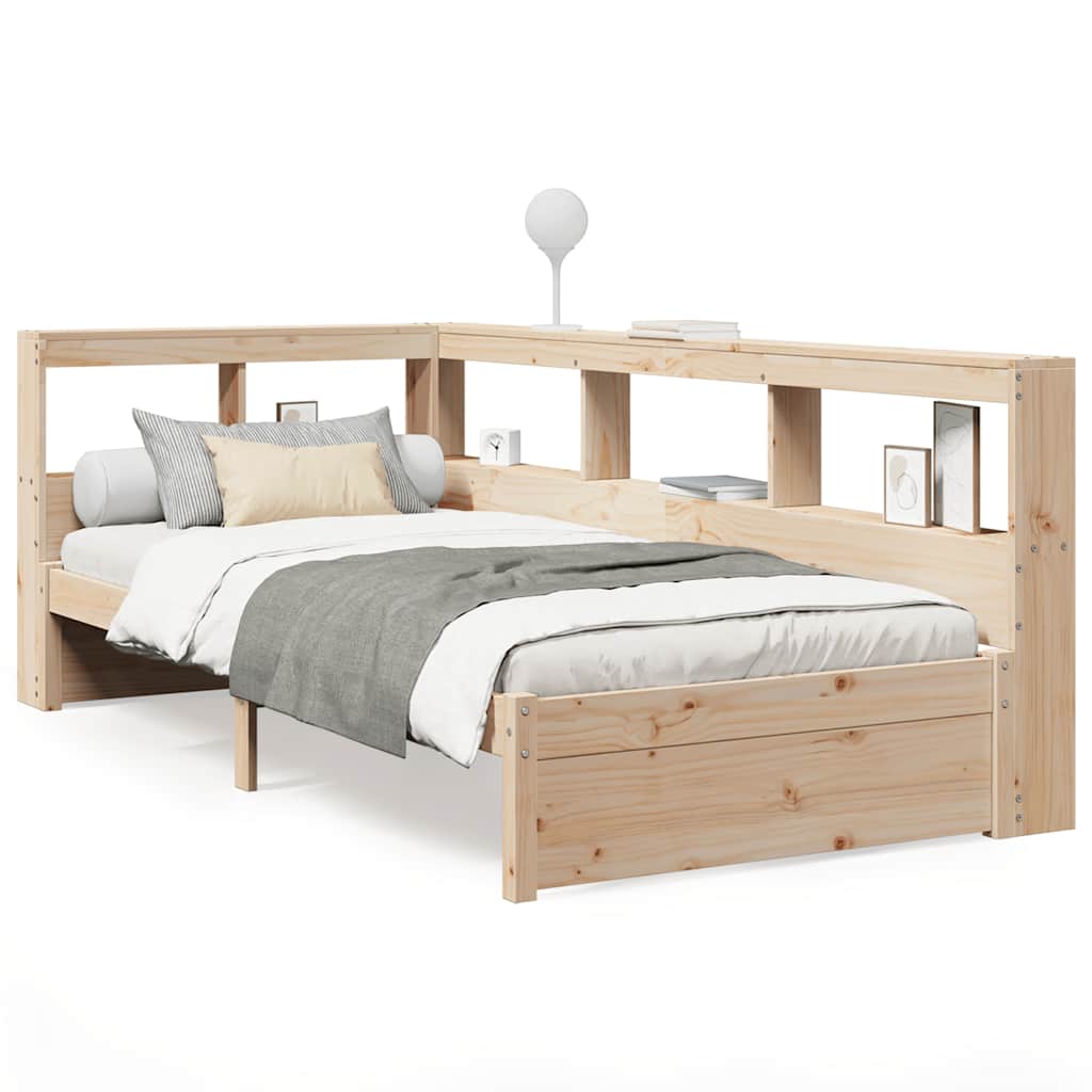 Bookcase Bed without Mattress 75x190 cm Solid Wood Pine