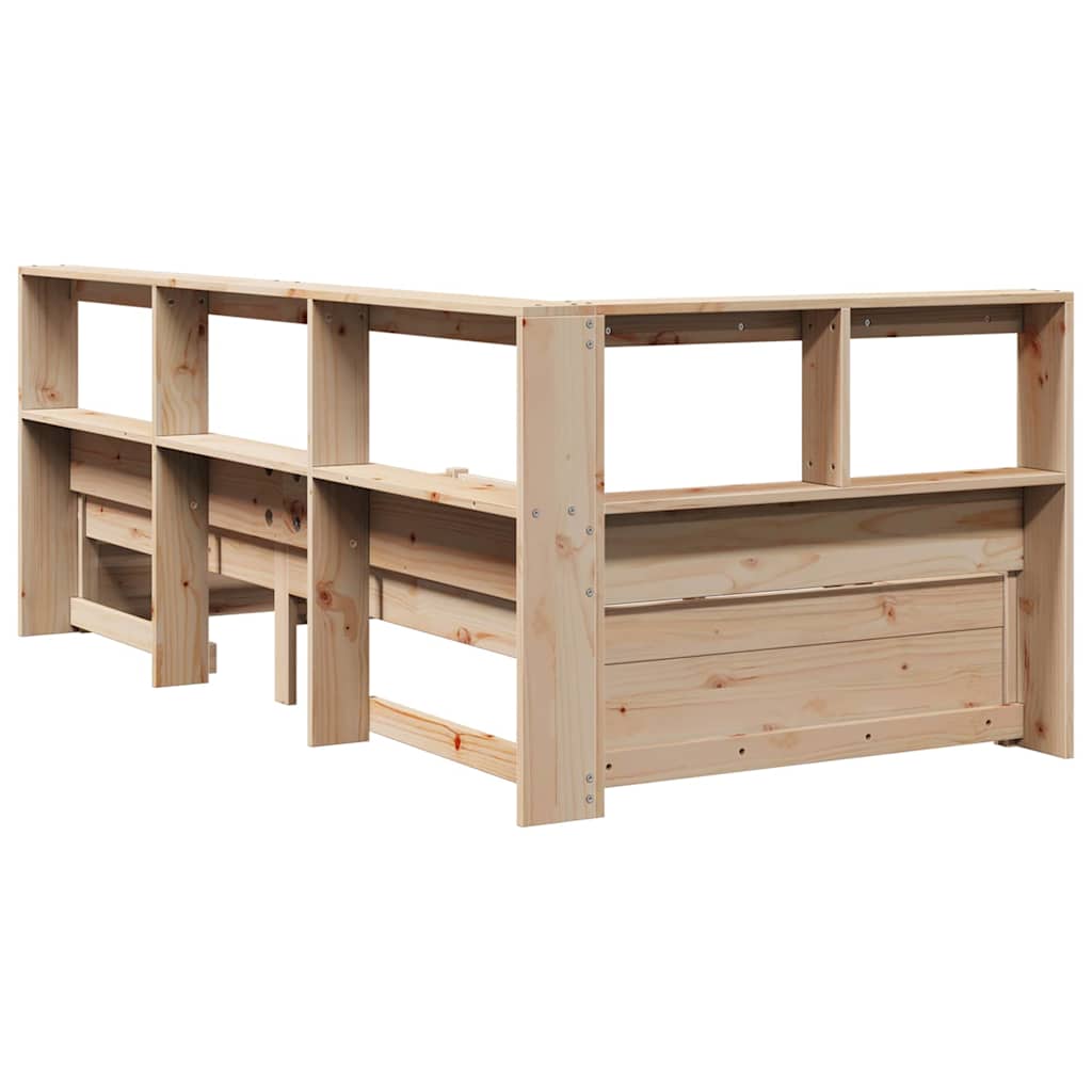 Bookcase Bed without Mattress 75x190 cm Solid Wood Pine
