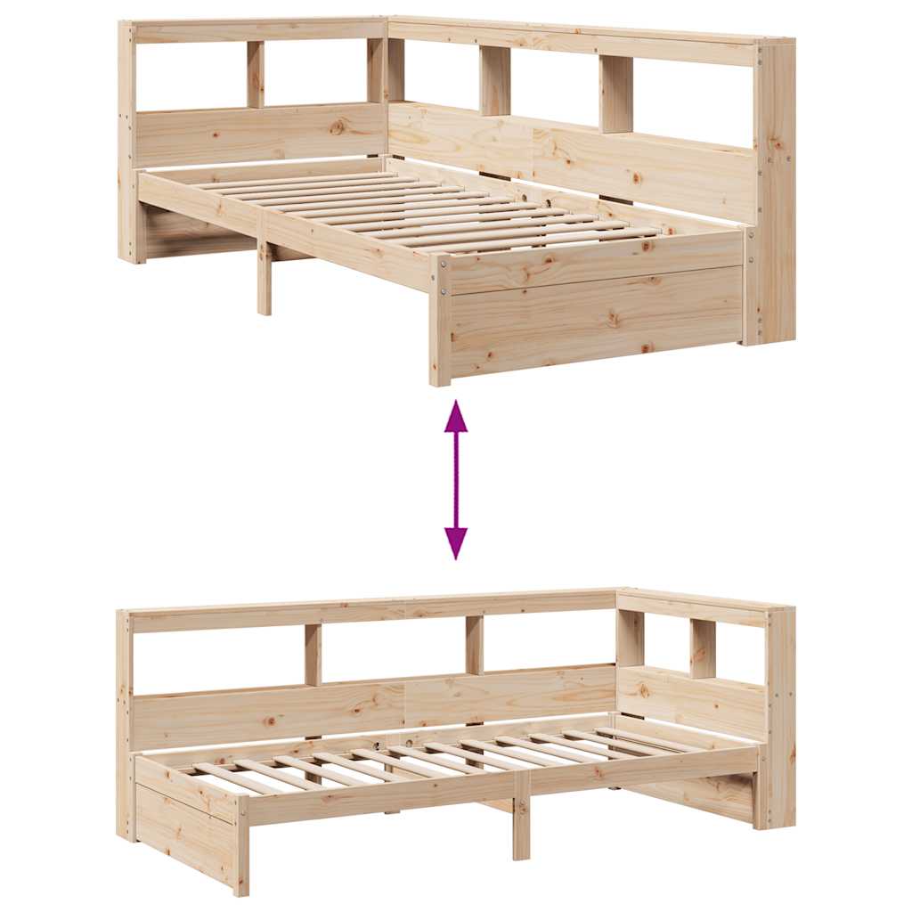 Bookcase Bed without Mattress 75x190 cm Solid Wood Pine