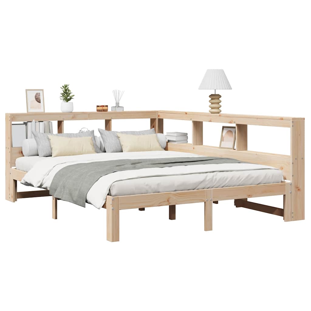 Bookcase Bed without Mattress 160x200 cm Solid Wood Pine