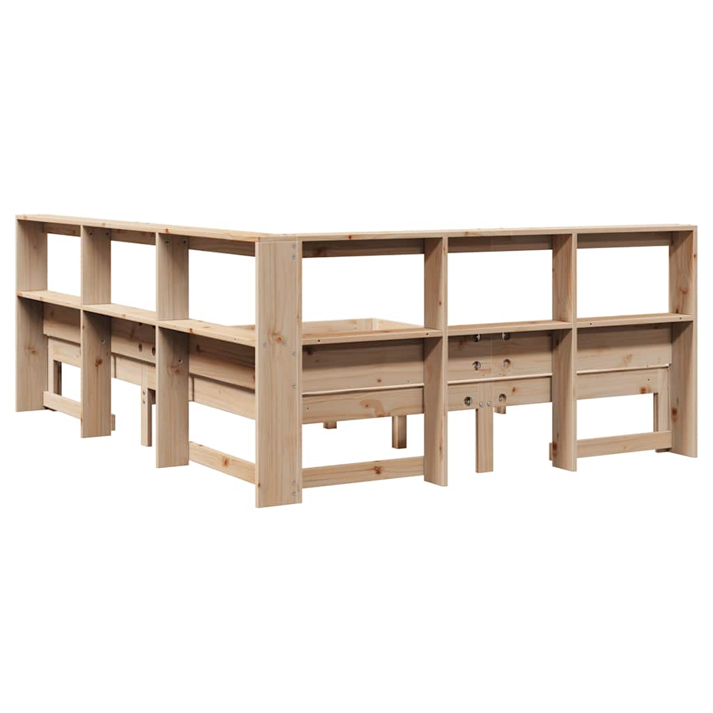 Bookcase Bed without Mattress 160x200 cm Solid Wood Pine