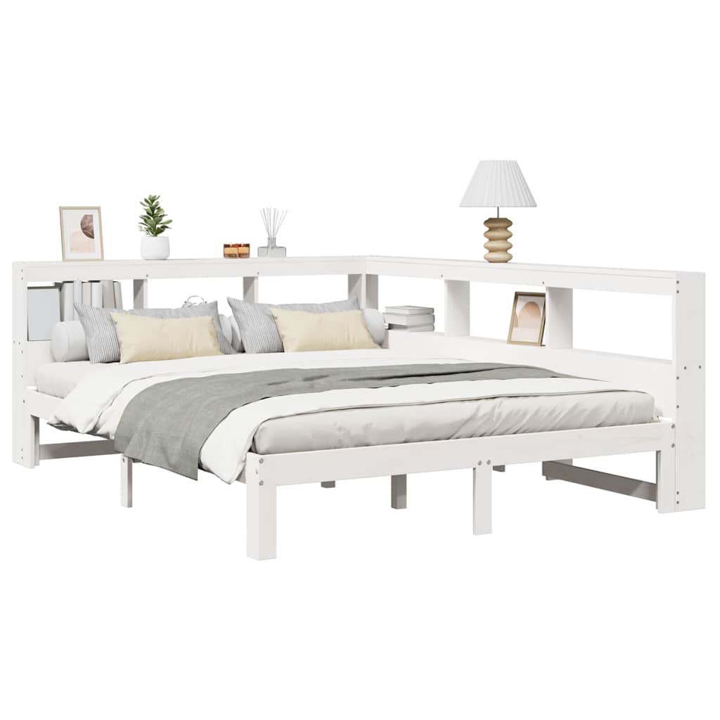 Bookcase Bed without Mattress White 160x200 cm Solid Wood Pine
