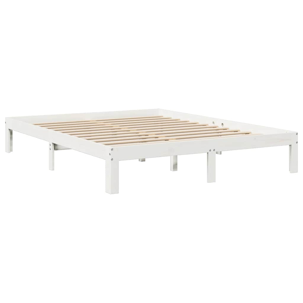 Bookcase Bed without Mattress White 160x200 cm Solid Wood Pine