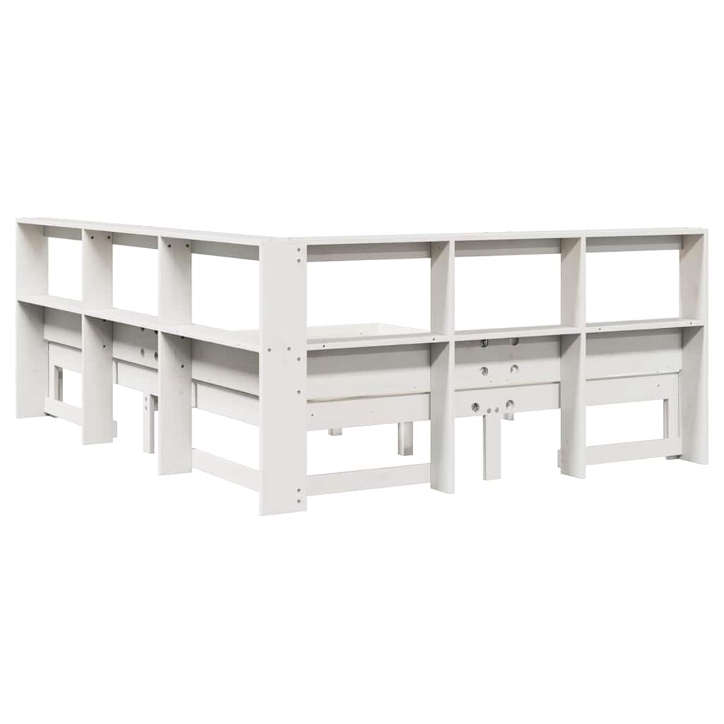 Bookcase Bed without Mattress White 160x200 cm Solid Wood Pine
