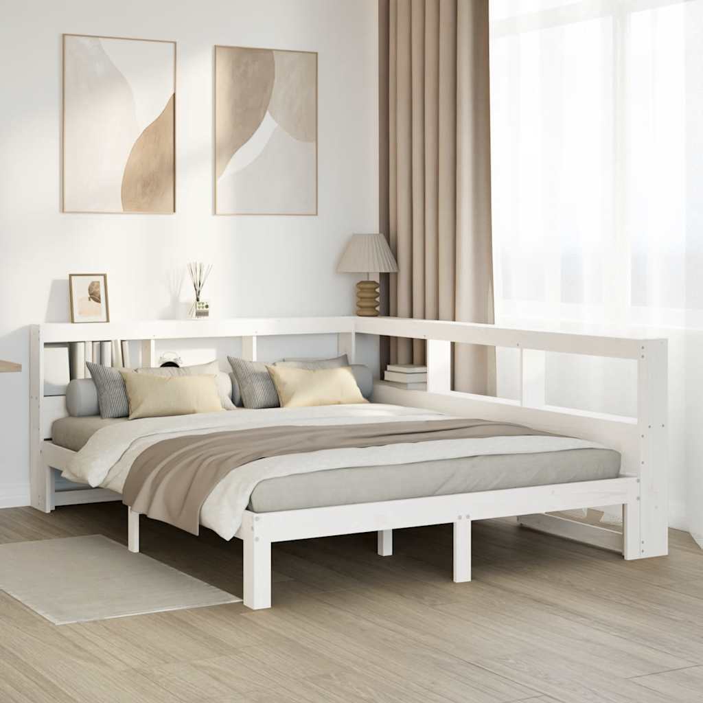 Bookcase Bed without Mattress White 160x200 cm Solid Wood Pine