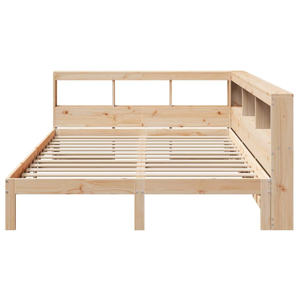Bookcase Bed without Mattress 150x200 cm King Size Solid Wood Pine