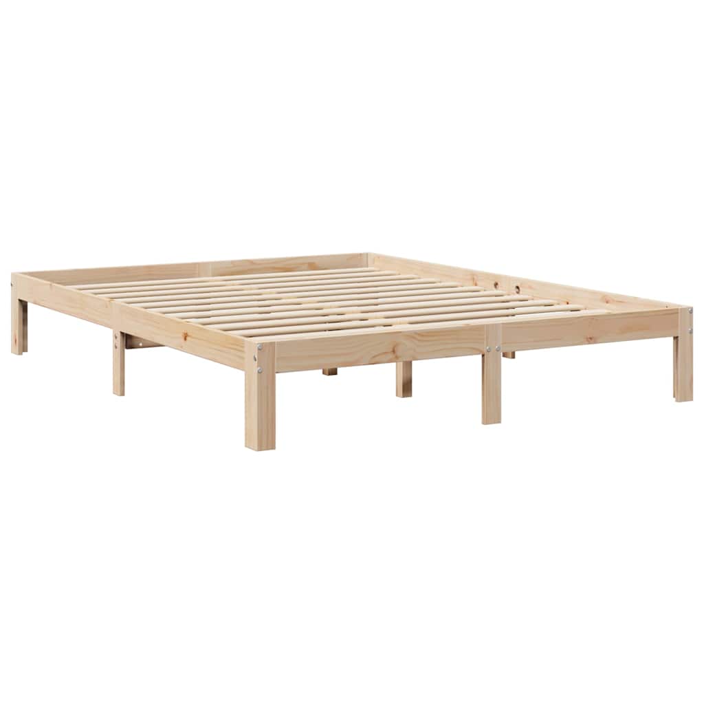 Bookcase Bed without Mattress 150x200 cm King Size Solid Wood Pine