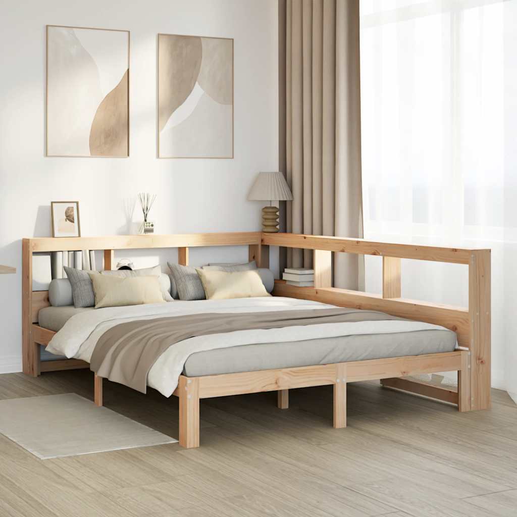 Bookcase Bed without Mattress 150x200 cm King Size Solid Wood Pine