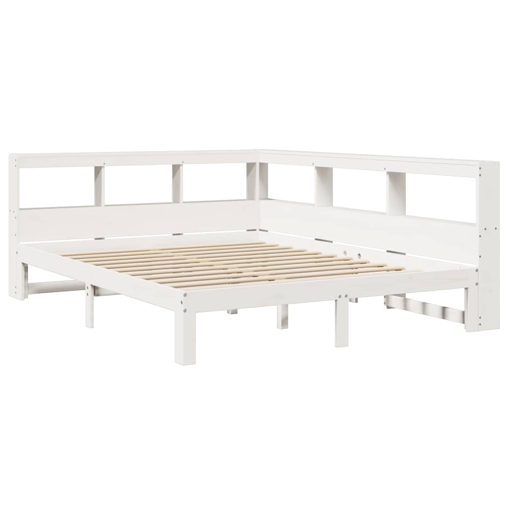 Bookcase Bed without Mattress White 140x200 cm Solid Wood Pine