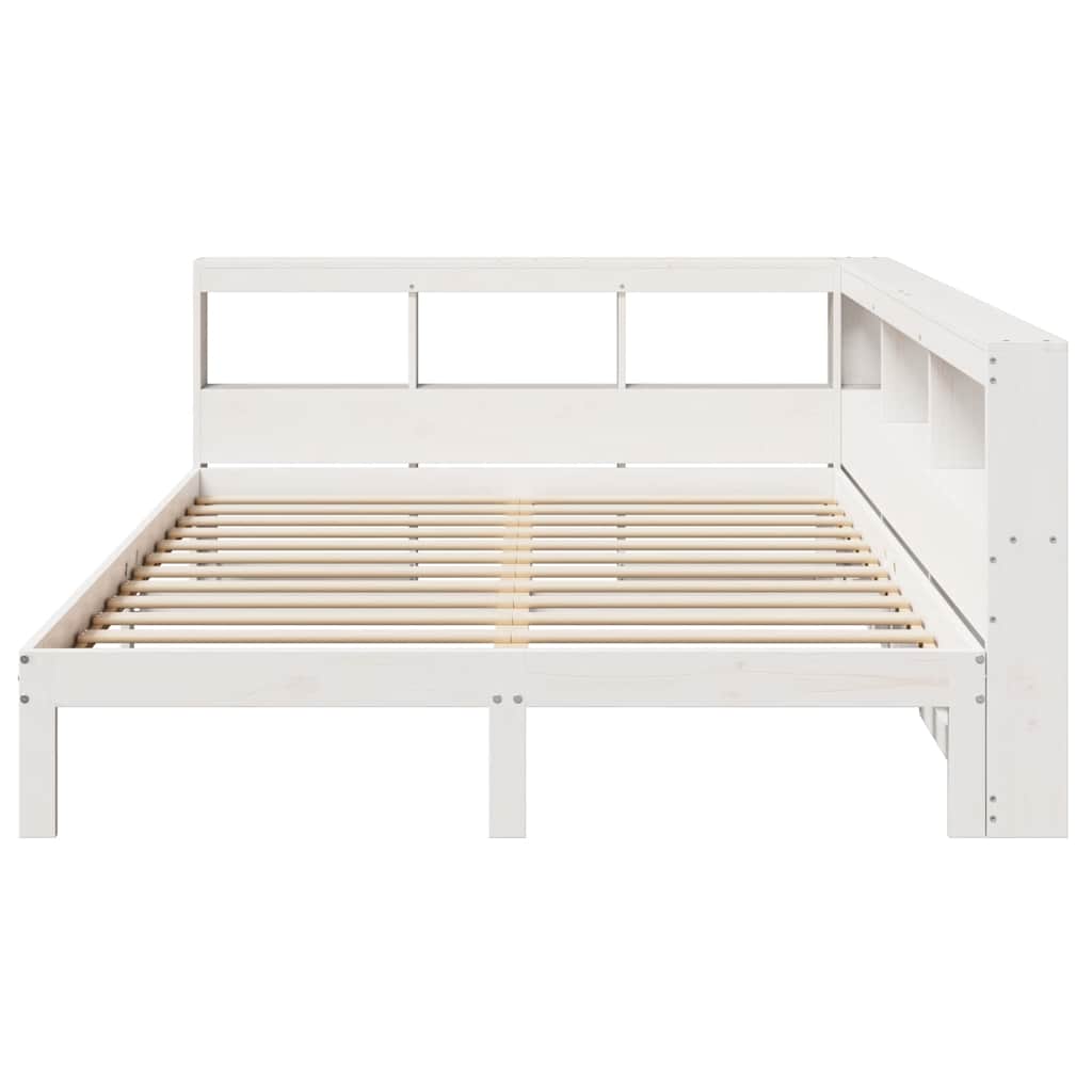 Bookcase Bed without Mattress White 140x200 cm Solid Wood Pine
