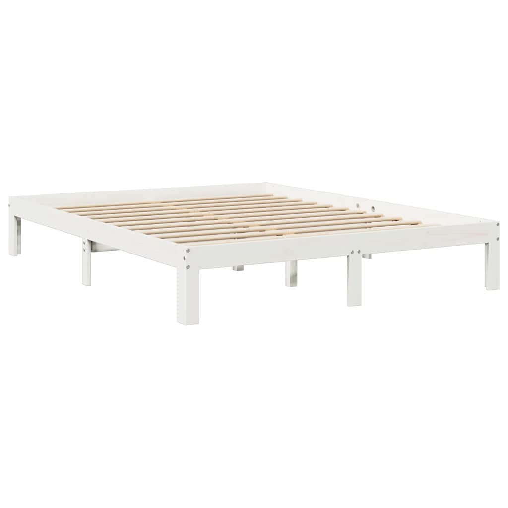 Bookcase Bed without Mattress White 140x200 cm Solid Wood Pine