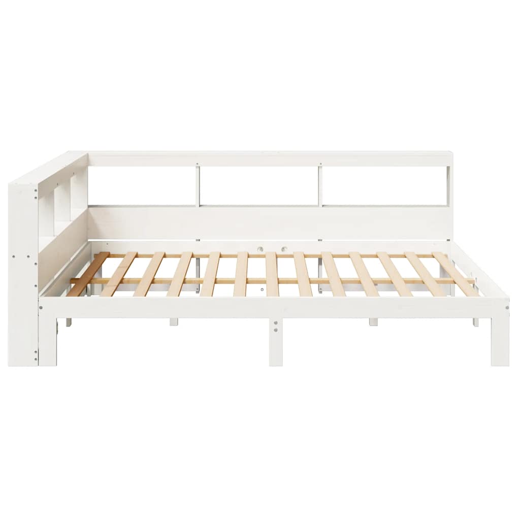 Bookcase Bed without Mattress White 140x200 cm Solid Wood Pine