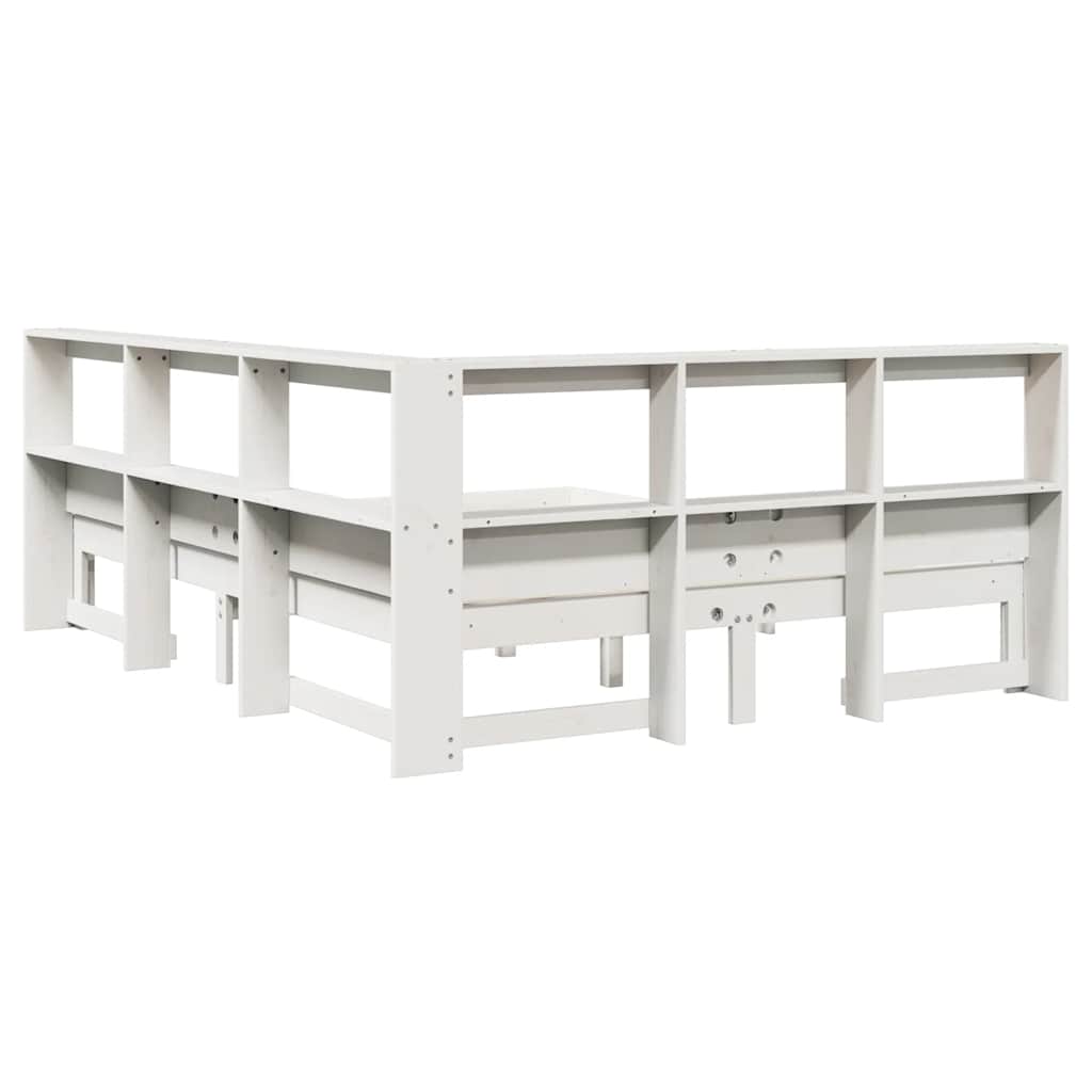 Bookcase Bed without Mattress White 140x200 cm Solid Wood Pine