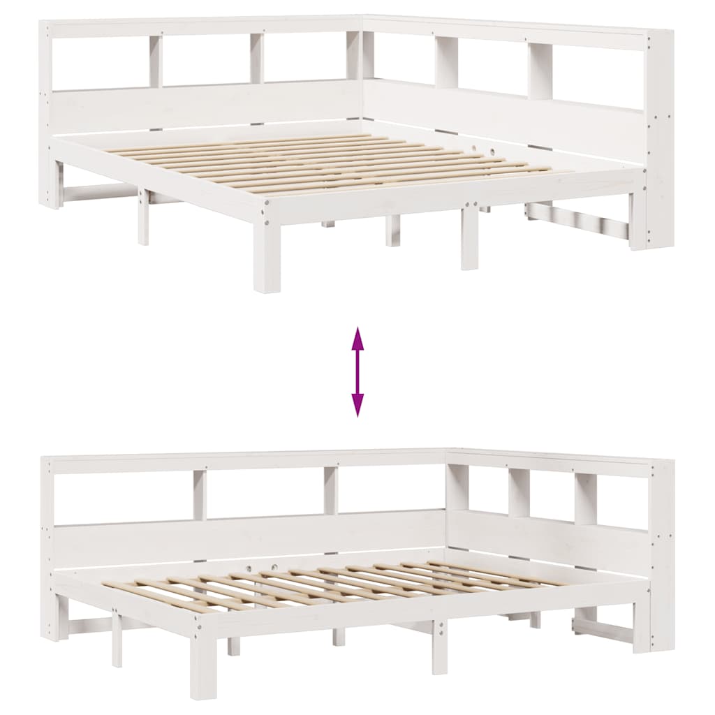 Bookcase Bed without Mattress White 140x200 cm Solid Wood Pine